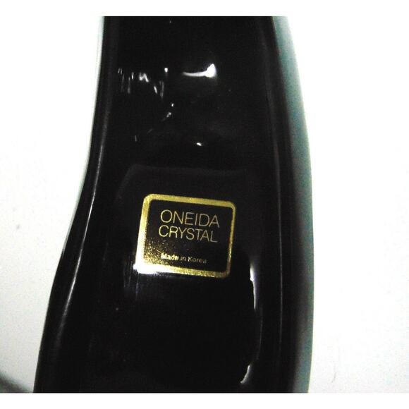 NEW Oneida Black Blown ART GLASS SLIPPER SHOE Ring Box Wedding Cake Topper Decor - Picture 9 of 13